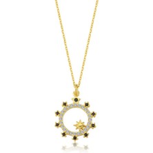 Mia Vento Galaksi Güneşi Gold Renk Gümüş Kolye