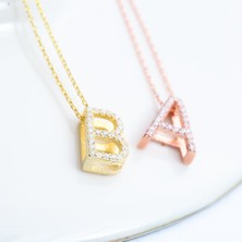 Mia Vento Işıltılı Prizma U Harfi Gold Renk Gümüş Kolye