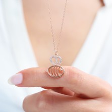 Mia Vento Işıltılı Prenses Balık Rose Renk Gümüş Kolye