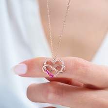 Mia Vento Fuşya Baget Taşlı Rose Renk Gümüş Kolye