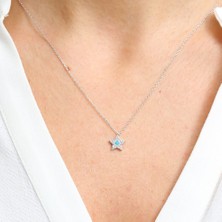 Mia Vento Firuze Detay Işıltı Yıldızı Gümüş Kolye