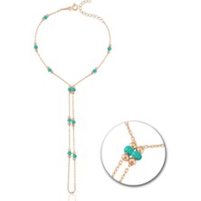 Mia Vento Deniz Yeşili Boncuk Detay Rose Renk Gümüş Şahmeran