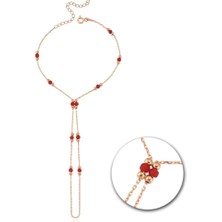 Mia Vento Mat Kırmızı Boncuk Detay Rose Renk Gümüş Şahmeran