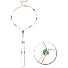 Mia Vento Mat Turkuaz Boncuk Detay Rose Renk Gümüş Şahmeran