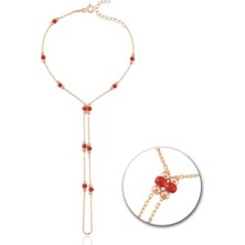 Mia Vento Kırmızı Boncuk Detay Rose Renk Gümüş Şahmeran