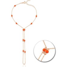 Mia Vento Turuncu Boncuk Detay Rose Renk Gümüş Şahmeran