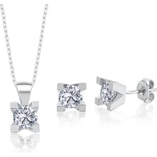 Mia Vento 2.25 Karat Mia Zirconia Benzersiz Zerafet Ikili Tektaş Gümüş Set