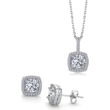 Mia Vento 1.00 Karat Kare Tektaş Ikili Gümüş Set