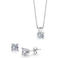 Mia Vento Mia Zirconia Taşlı V Model Gümüş Ikili Set