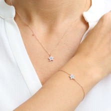 Mia Vento Firuze Detay Işıltı Yıldızı Rose Renk Ikili Gümüş Set