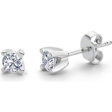 Mia Vento Mia Zirconia Taşlı 0.20 Karat V Model Tektaş Gümüş Küpe