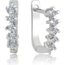 Mia Vento Mia Zirconia Taşlı 0.25 Karat Mini Kraltacı Beştaş Gümüş Küpe