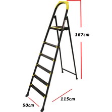 Ertekpa Leo 5+1 Basamaklı Metal Siyah Merdiven