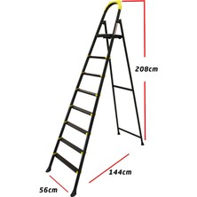 Ertekpa Leo 7+1 Basamaklı Metal Siyah Merdiven