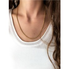 Serline Desing Gold Rengi Tırtıklı Ithal Çelik Zincir (55 Cm)
