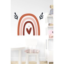 Msticker Çift Dallı ve Kalpli Gökkuşağı Çocuk Bebek Odası Duvar Sticker