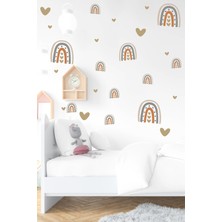 Msticker Minik Pastel Tonlarda Gökkuşağı ve Kalpler Sticker Seti