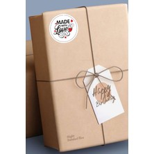 Msticker Hand Made-Made With Love Sticker, Yuvarlak ETIKET-4X4CM-70 Adet