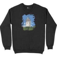 Cix Galata Kulesi Siyah Sweatshirt