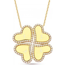 Gökdeniz 925 Kişiye Özel Isimli Dört Yapraklı Yonca Gümüş Kadın Kolye