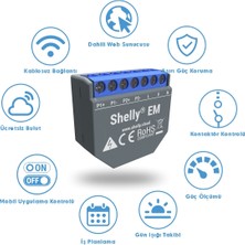 Shelly Em - Akıllı Wi-Fi Röle Anahtar 120A (Monofaze Süzme Elektrik Sayacı)