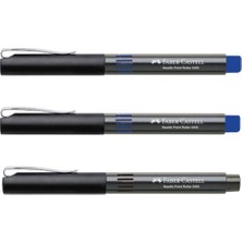 Faber-Castell Roller Kalem 0.5 mm İğne Uçlu Mavi 2'li + Siyah Tekli