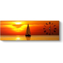 Tabloshop Gün Batımı Yelkenli Tablo Saat