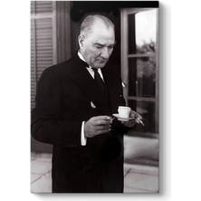 Tabloshop Atatürk Türk Kahvesi Içerken Kanvas Tablo