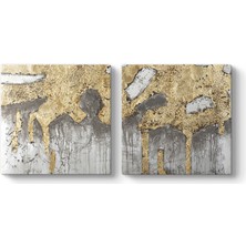 Tabloshop Altın ve Gri Soyut Tablo