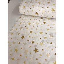 Bebek Özel Pamuklu Bebek ve Çocuk Lastikli Çarşaf Beyaz Zemin Sarı Yıldızlar 70X120