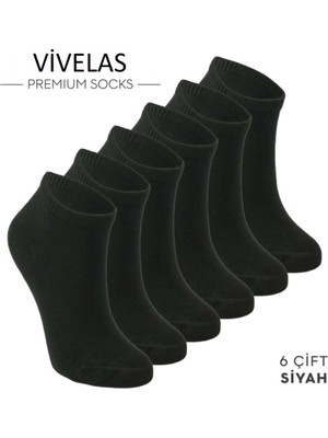 Vivelas Premium Sneakers Bambu Çorap - 6 Çift Siyah