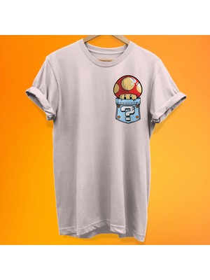 Remonz Mario Cep Baskılı %100 Pamuk Oversize T-Shirt Büyük Beden Tişört