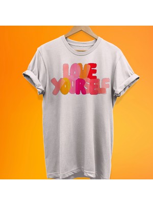 Remonz Love Yourself Baskılı %100 Pamuk Oversize T-Shirt Büyük Beden Tişört