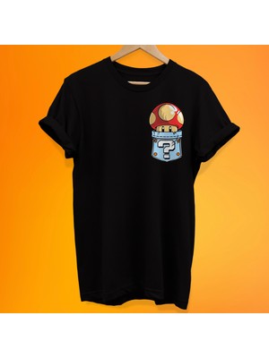 Remonz Mario Cep Baskılı %100 Pamuk Oversize T-Shirt Büyük Beden Tişört