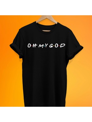 Remonz Oh My God Baskılı %100 Pamuk Oversize T-Shirt Büyük Beden Tişört
