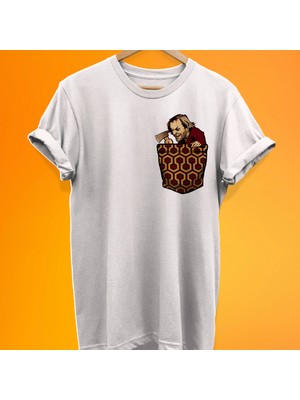 Remonz The Shining Cep Baskılı %100 Pamuk Oversize T-Shirt Büyük Beden Tişört