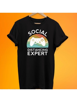 Remonz Social Distance Baskılı %100 Pamuk Oversize T-Shirt Büyük Beden Tişörthirt