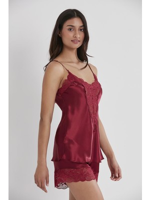Pierre Cardin Saten Dantelli Şort & Kombi Takım - 430