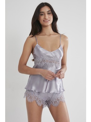 Pierre Cardin Saten Dantelli Şort & Kombi Takım - 435