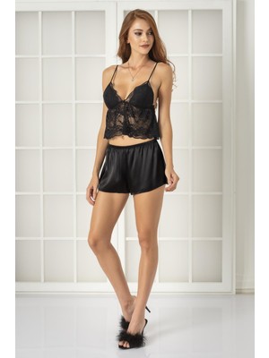 Pierre Cardin Saten Dantelli Şort & Kombi Takım - 450