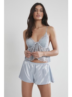 Pierre Cardin Saten Dantelli Şort & Kombi Takım - 450