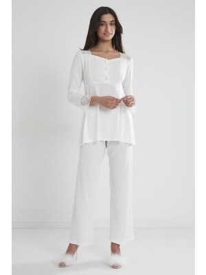 Pierre Cardin Penye Dantelli Pijama Takımı - 1241