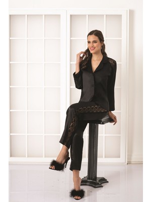 Pierre Cardin Saten Dantelli Pijama Takımı - 1438