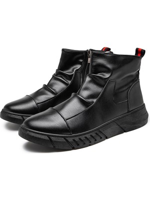 Sıtong Siyah Erkek Ayakkabı Yumuşak Ayakkabı Martin Çizme (Yurt Dışından)