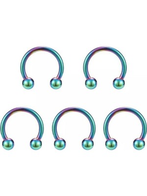 Jaida Moda 316L Cerrahi Çelik Hologram 5li Set Septum Piercing