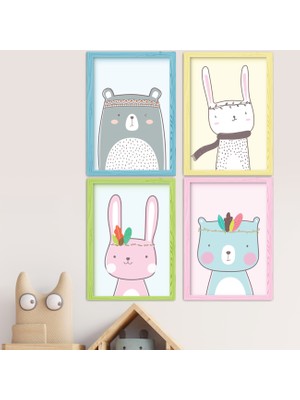 instababyrooms Kızıldereli Sevimli Hayvanlar Çevçeve Set