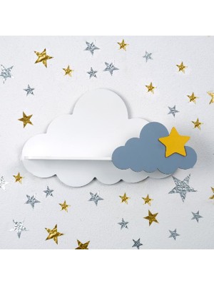 instababyrooms Ahşap Bulut Raf Beyaz-Gri-Sarı