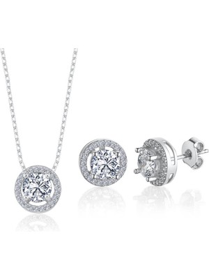 Mia Vento 2.25 Karat Effective Diamond Büyülü Işıltı Ikili Tektaş Gümüş Set