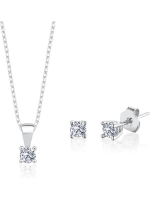 Mia Vento 0.60 Karat Effective Diamond Işıltılı Dokunuş Ikili Tektaş Gümüş Set