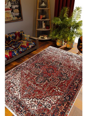 10 Post Online Otantik Eskitme Bordo Kaydırmaz Kesme Yıkanabilir Ince Halı 